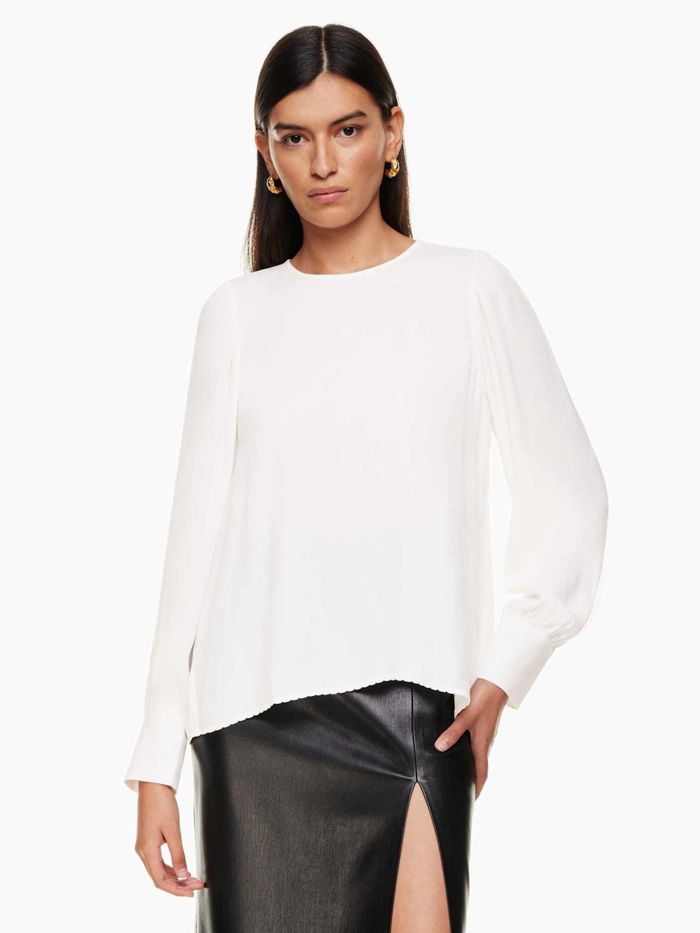 Wilfred Clarissa Blouse - White Long-Sleeve Crewneck Blouse